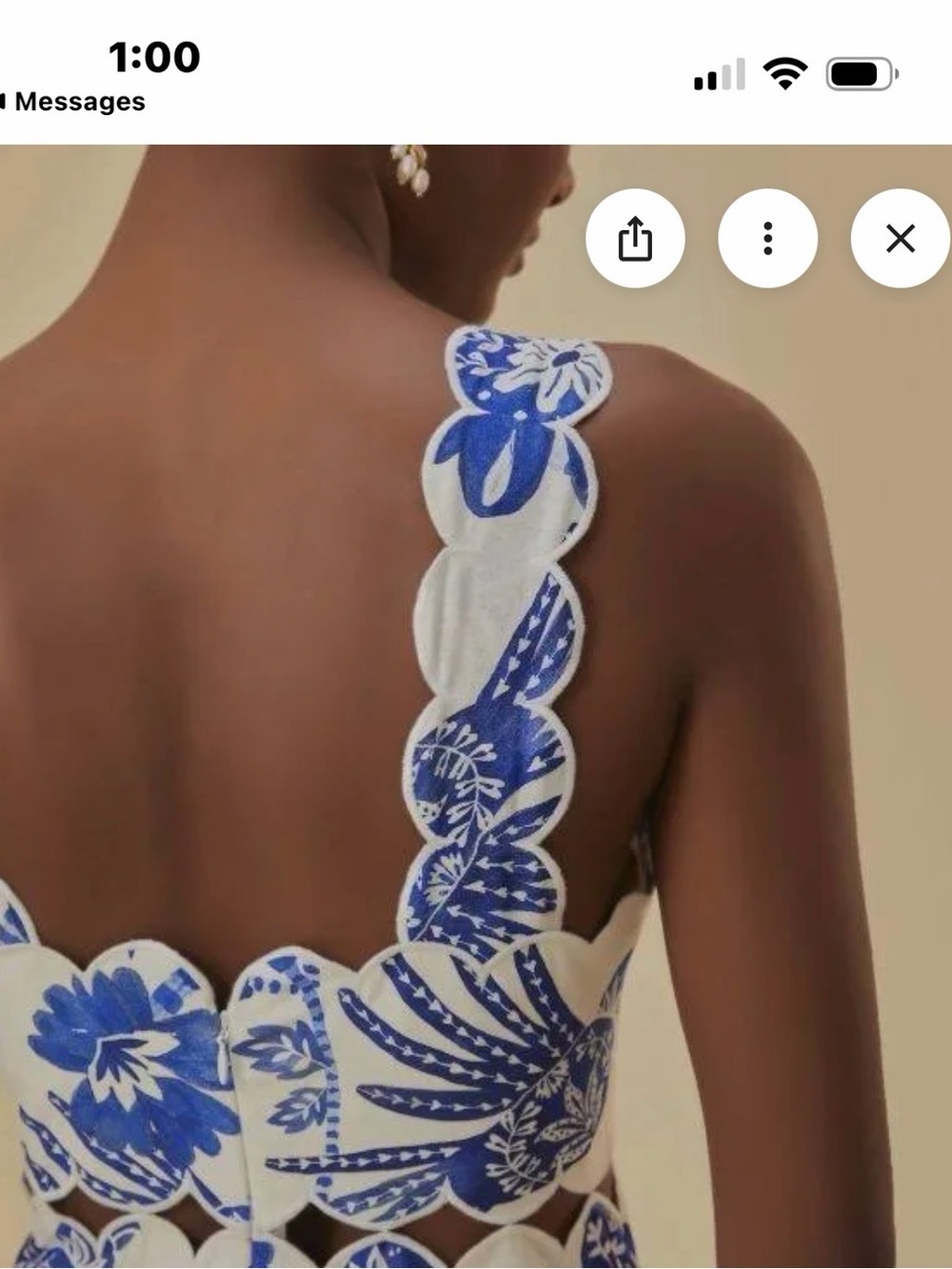 FARM Rio Blue and White Floral Cutout Midi Dress - Picture 3 of 4